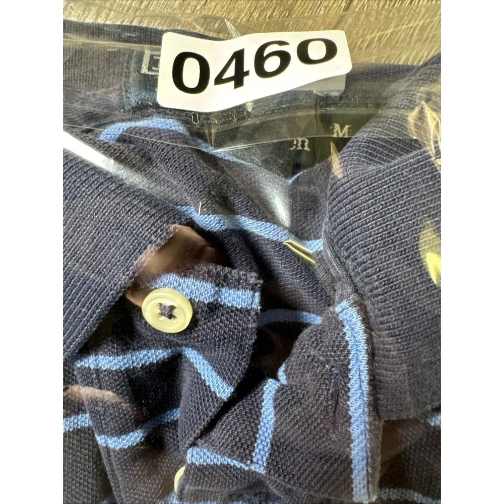 Polo Ralph Lauren Mens M Blue Striped Short Sleeve Polo Shirt Cotton